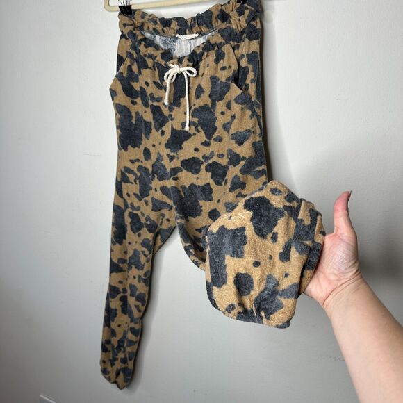 Entro Muted Tan and Black Cheetah Print Drawstring Jogger Pants With Pockets L - Picture 7 of 14